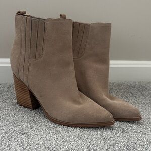 Marc Fisher Taupe Suede Booties